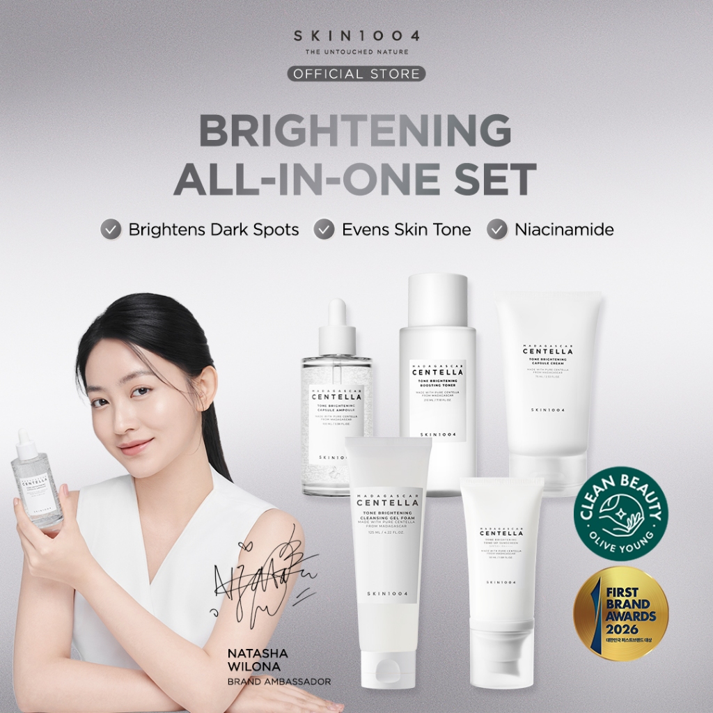 SKIN1004 Brightening All-in-One Set (Tone Brightening Capsule Ampoule 100ml + Boosting Toner 210ml + Capsule Cream 75ml + Cleansing Gel Foam 125ml + Tone Brightening Tone- Up Sunscreen 50ml)