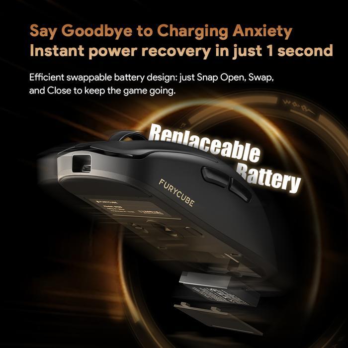 FURYCUBE G13S / G-13S Mouse Gaming Swappable Battery Wireless Mouse PAW3311 Lightweight - Gambar 2
