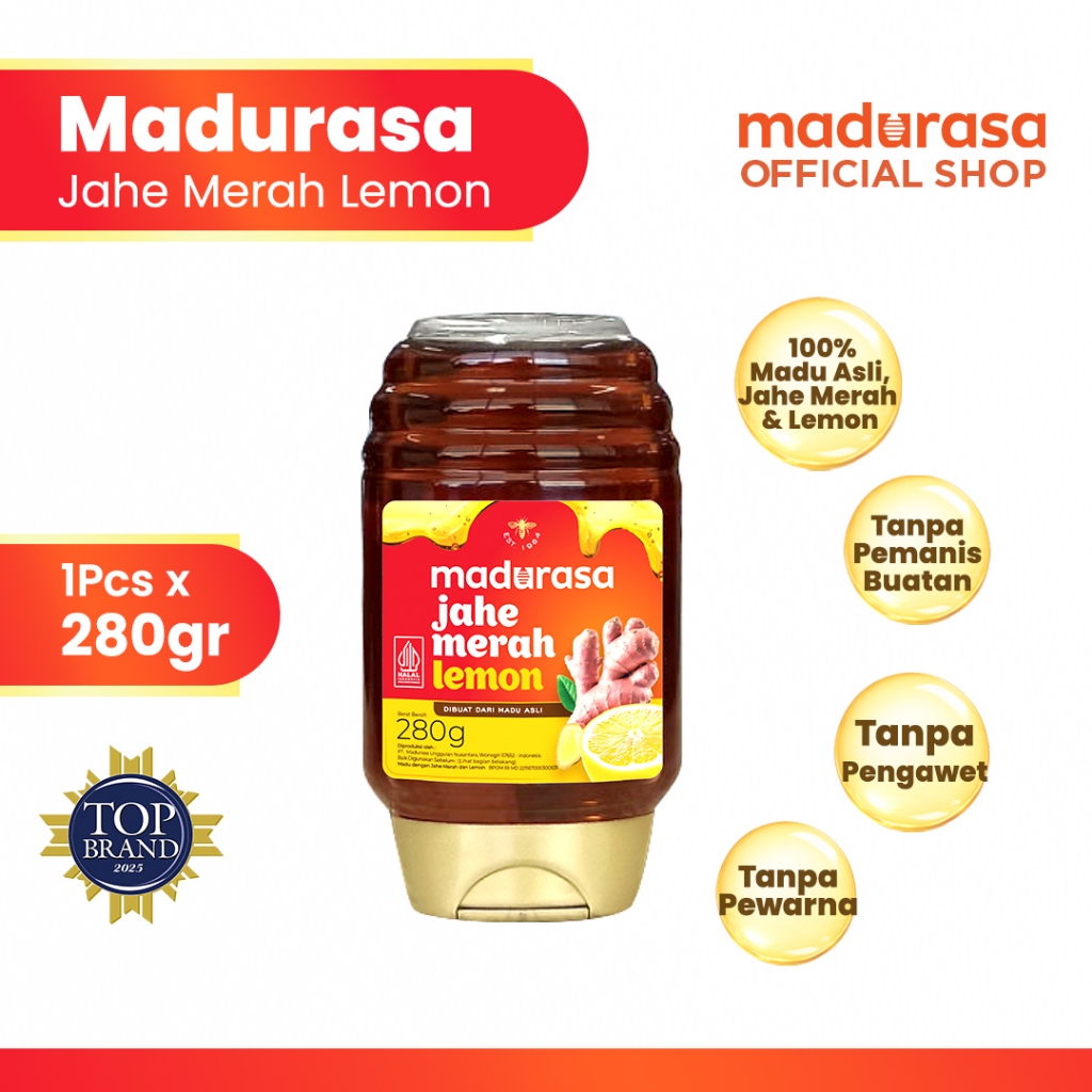 Madurasa Jahe Merah Lemon Botol PET 280Gr - Madu Murni