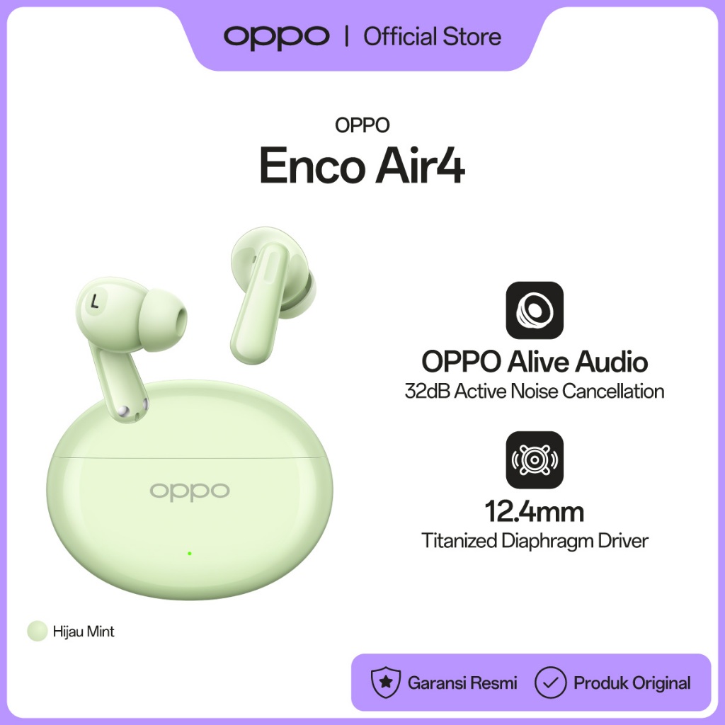 OPPO Enco Air4 [32dB Active Noise Cancellation, Dual-Mic AI Clear Call, Hyper Durable Battery - Up to 43 Hours of Playback] - Gambar 2