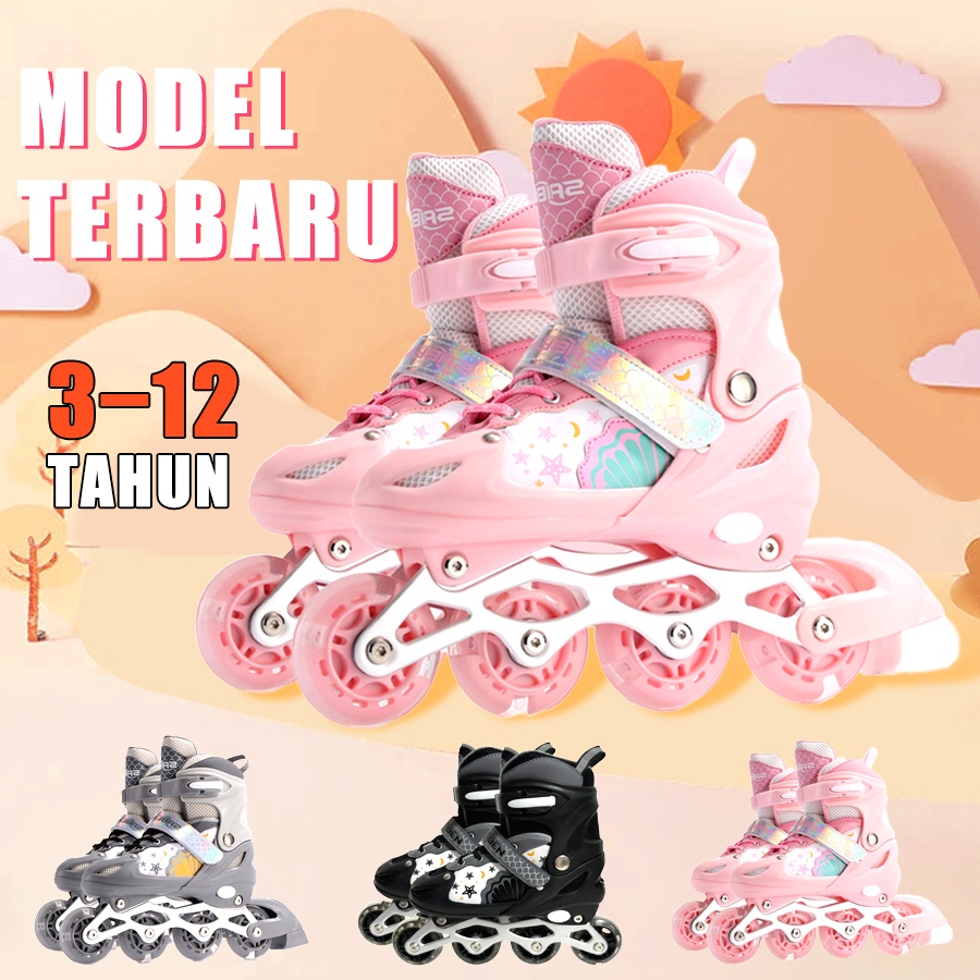 MATOUGUI sepatu roda/sepatu roda Oxelo/- sepatu roda anak laki laki/lampu kedip/tidak licin/anti goyang/lnline skate/star/ukuran dapat disesuaikan/pu/gaya bajaj/mode skateboard - Gambar 2