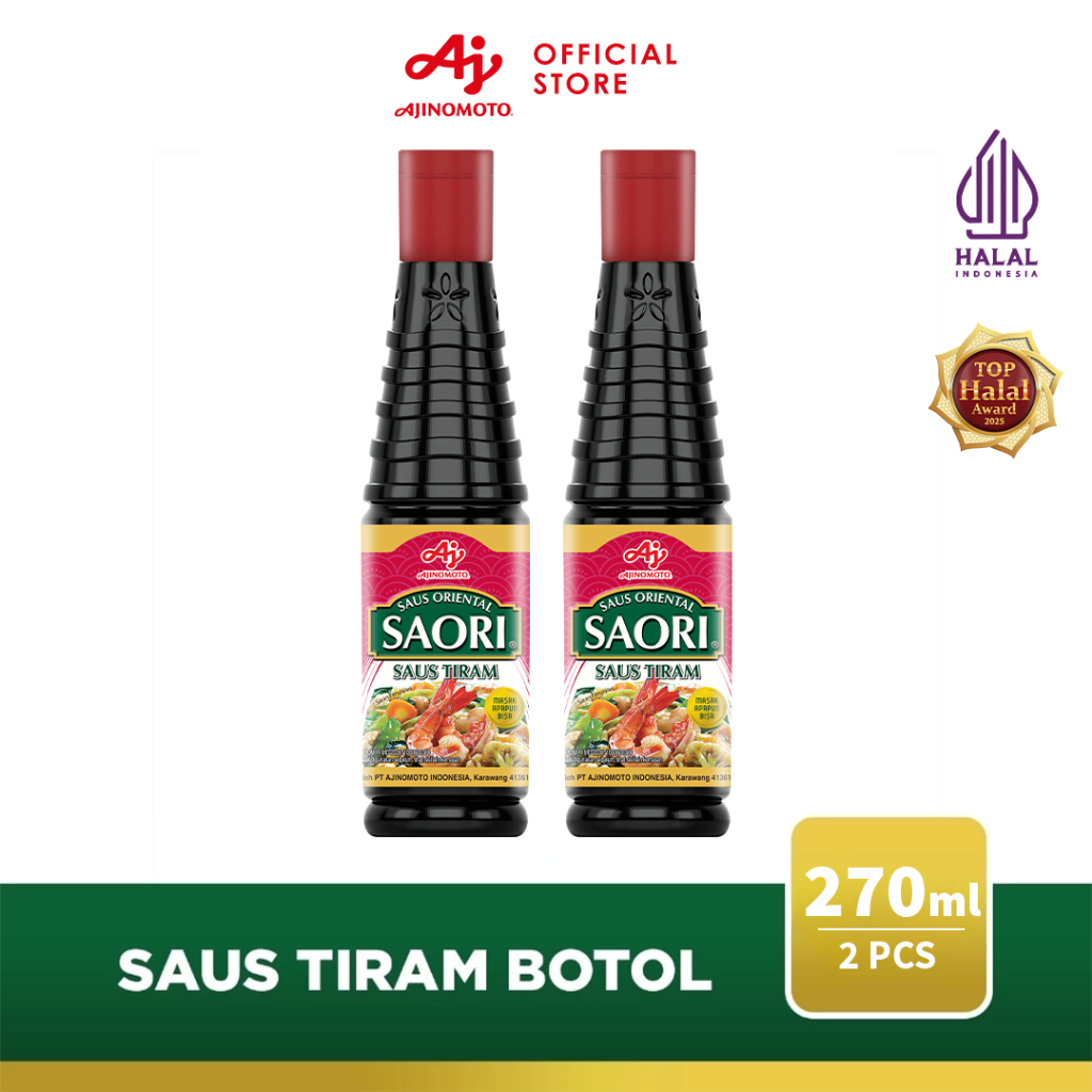 SAORIÂ® Saus Oriental Tiram 270ML (2pcs) - Dengan Ekstra Tiram Asli Berkualitas - Rasa Gurih Manis Asin Yang Seimbang