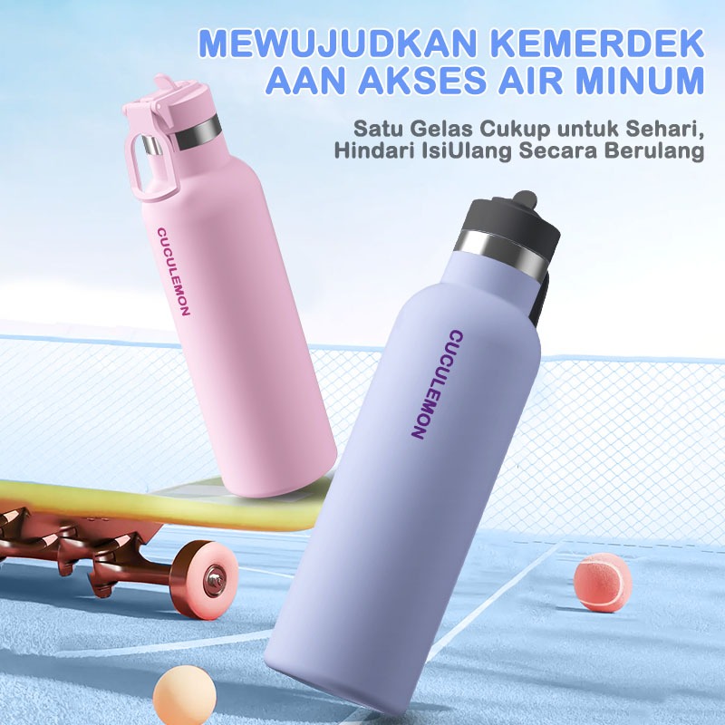 CucuLemon Tumblr Termos Stainless Steel Vacuum Bottles 1Liter Botol Minum - Gambar 4