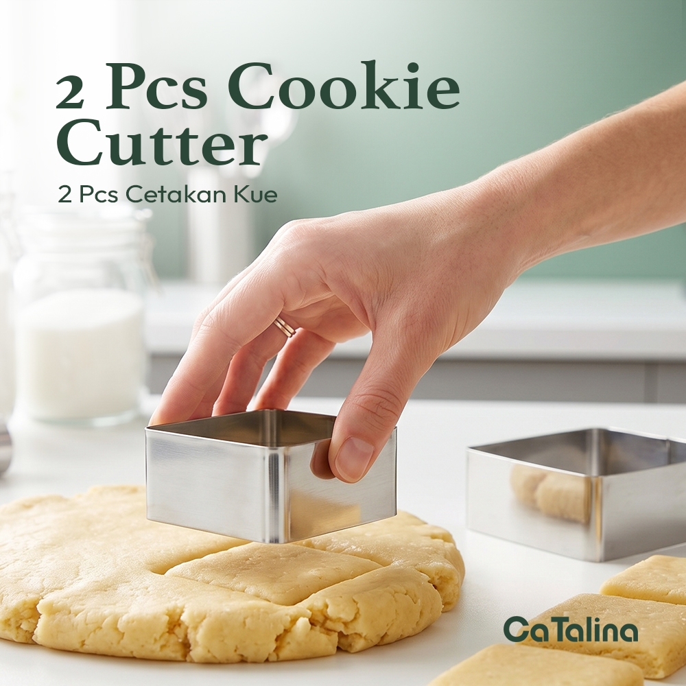 CaTalina Cookie Cutters Cetakan Kue Kering Persegi Stainless 2 Pcs