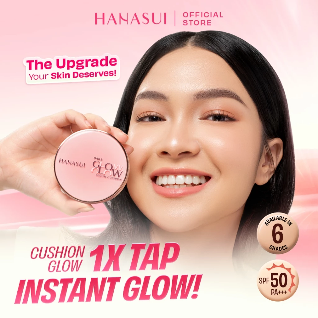 [NEW LAUNCH] Hanasui Daily Serum Glow Cushion SPF 50 High Coverage - Glow Filter Technology - Pore Blurring - Glow Finish - Lightweight - Tahan Lama Hingga 12 Jam Tanpa Oksidasi - Non Oxidize - Skincare Infused Formula - Cushion Murah - Cushion Viral