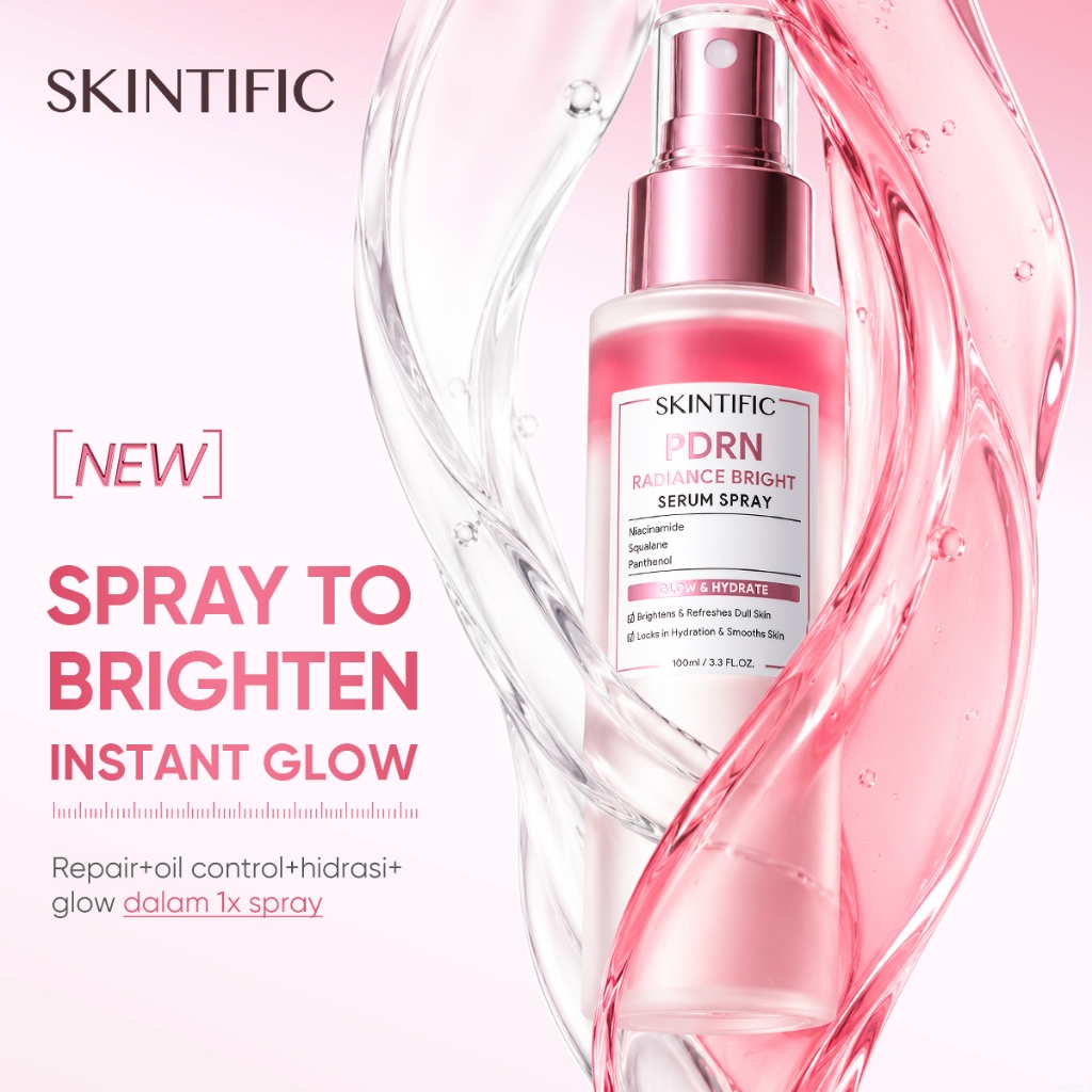 [4PCS] SKINTIFIC 4-in-1 Glow Care Set / Cleanser Serum Spray Moisturizer Sunscreen Mask/ PDRN Glass Skin Brightening Whitening Dark Spot Fading Acne Care Repair Barrier / Mencerahkan Wajah Kurangi Flek Hitam Bekas Jerawat Perawatan Kulit Set - Gambar 2