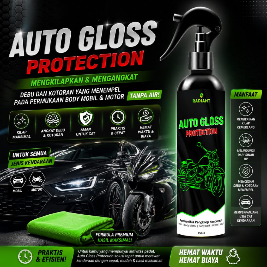 Auto Gloss / Pengkilap Body Motor Mobil Helm Glossy,silicon oil semir ban Coating Wax Paint - Gambar 2