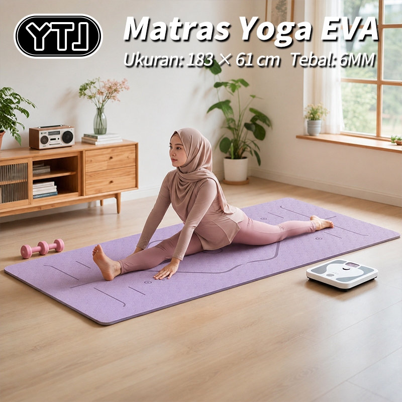 YTJ Matras Yoga EVA Premium Anti Selip 2 Sisi Peredam Suara Anti Goyang Untuk Pemula/Guru Yoga Uk 183x61cm Tebal 6MM