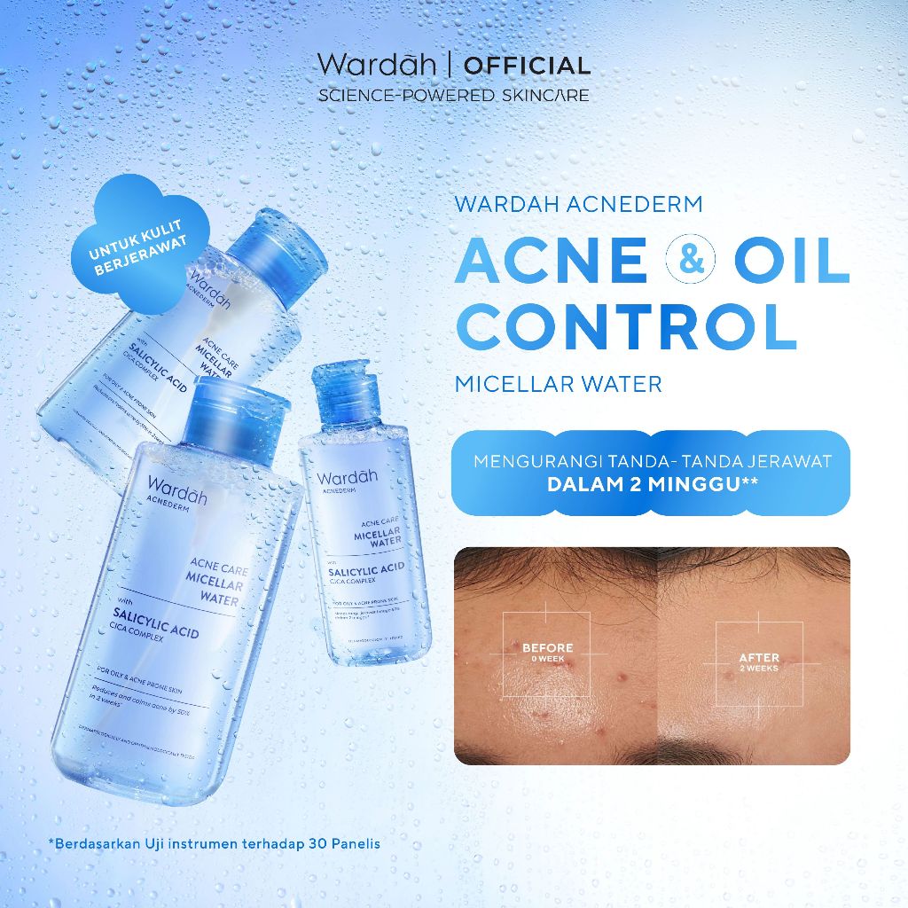Wardah Acnederm Acne Care Micellar Water - Efektif - 50% Tanda Jerawat Berkurang - Skincare