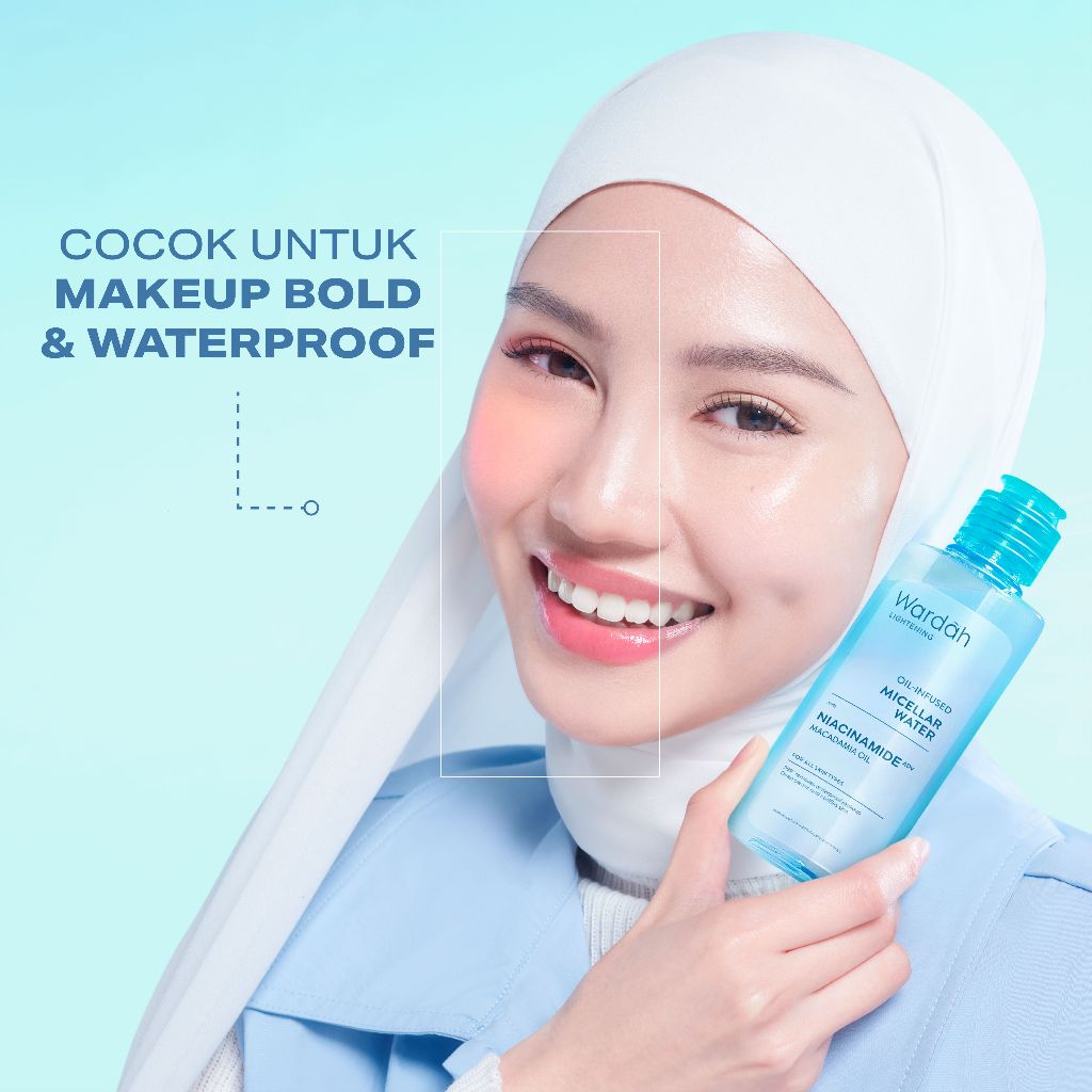 Wardah Lightening Oil-Infused Micellar Water - Make Up Remover dengan Advanced Niacinamide - Mencerahkan dan Melembapkan - Tidak Perih di Mata - Skincare - Gambar 2