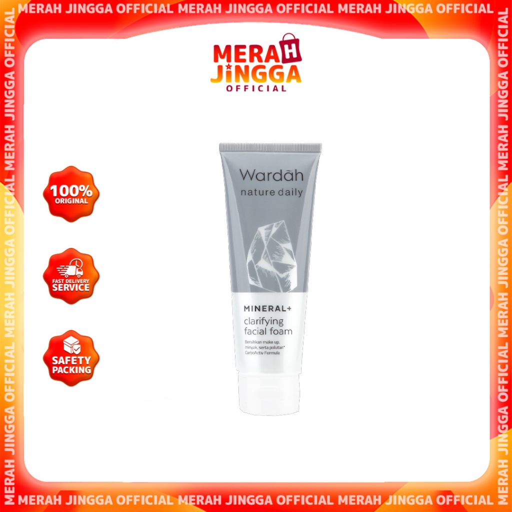 Wardah Nature Daily Mineral Clarifying Facial Foam 60ml - 100ml / Merah Jingga Official