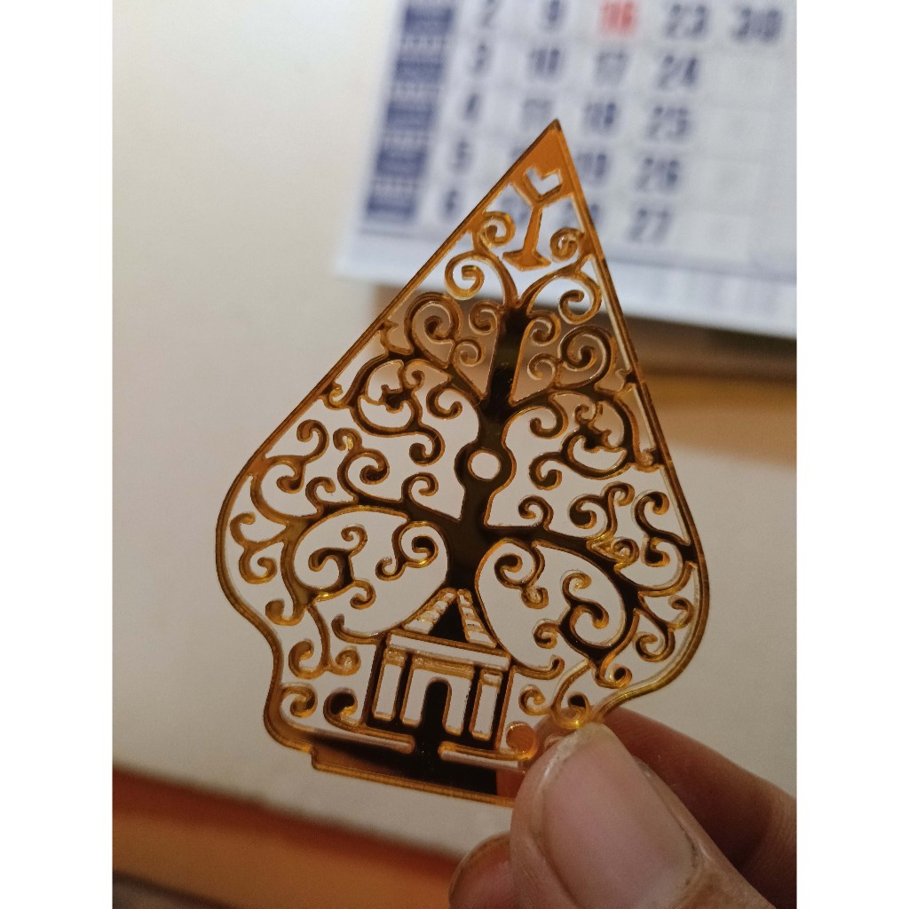 Gunungan Wayang Akrilik Gold Mirror kecil sedang besar - Gambar 2