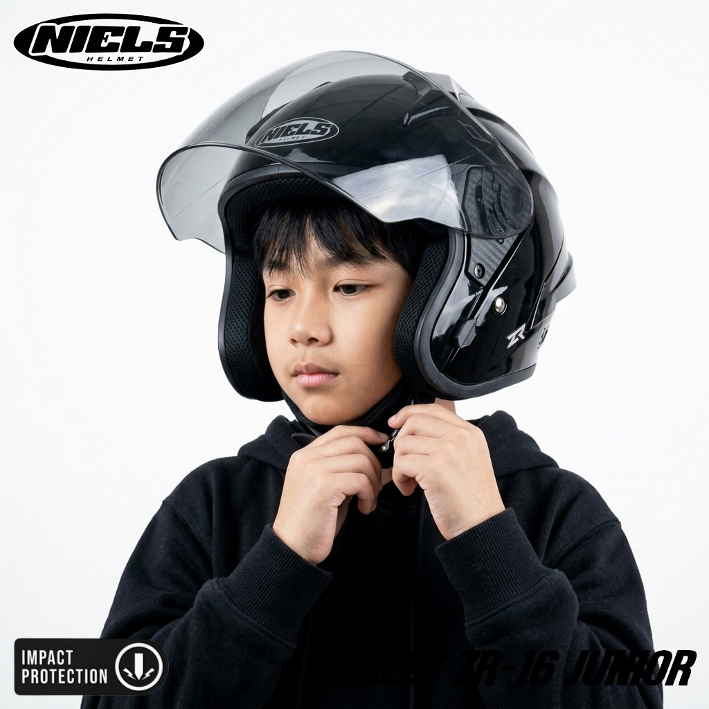 NIELS - Helm Half Face ZR16 Junior Untuk Anak 2 - 8 Tahun SNI Motorcycle - Gambar 2
