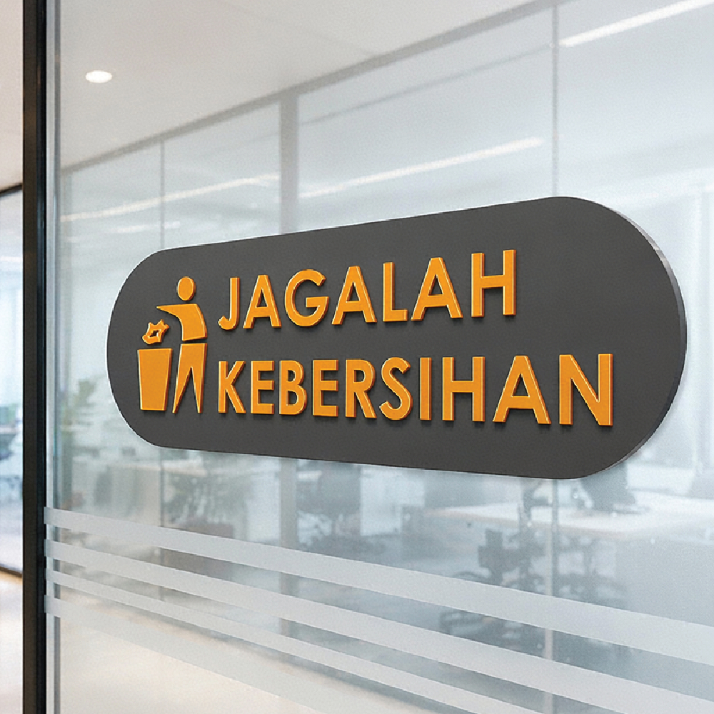 Plang Tanda sign Jagalah Kebersihan Akrilik Gold Timbul