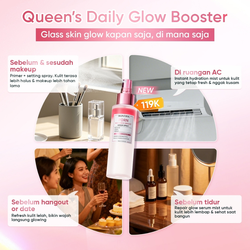 NEW LAUNCH / SKINTIFIC - 2IN1 Fast Make-up Set / Glowing Tone-up Natural Glow 2PCS PDRN Radiance Bright Serum Spray 100ml & Blurring Skin Tint Perfect Coverage Flawless BB CC Cream Tinted Foundation Instant Glass Skin Skincare Bundle - Gambar 4