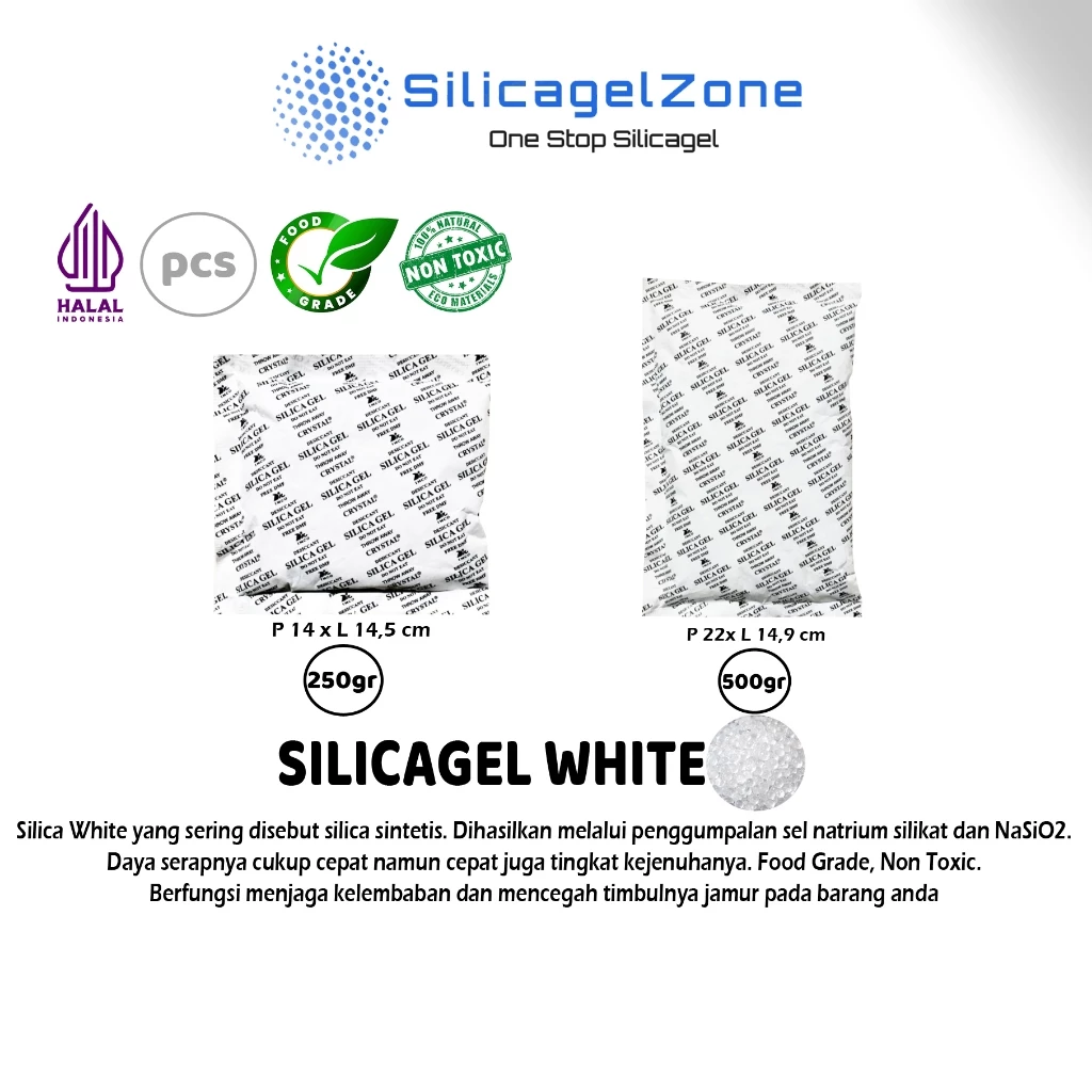 Silica Gel JUMBO WHITE (PER SACHET 250GR 500GR) HIGH QUALITY FOOD GRADE
