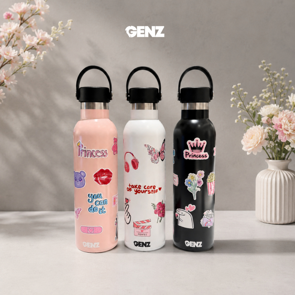 TUMBLER Arizona Girls Gagang Karet Premium Stainless Steel Double Wall 750ml Stiker Vinyl Anti air Botol Minum