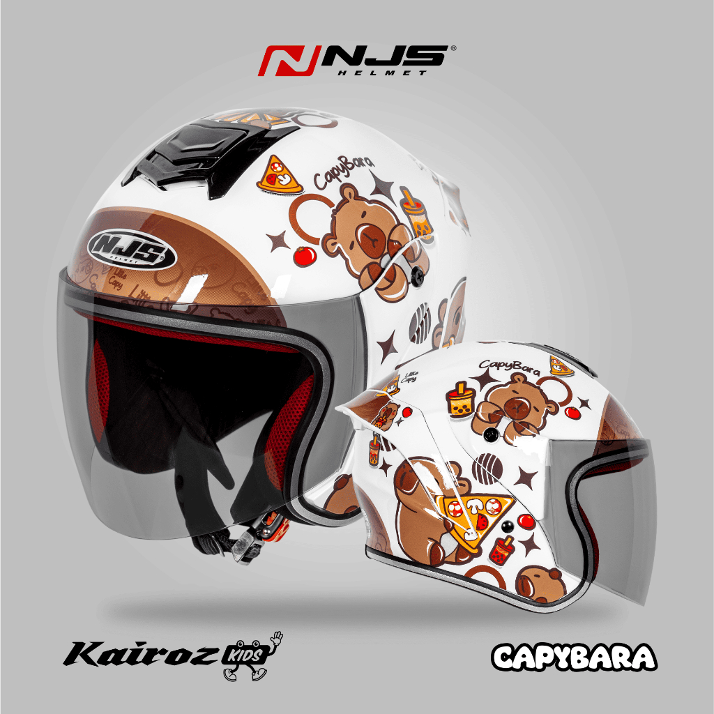 NJS Kairoz Kids Capybara - Helm Anak (FREE MAINAN ANAK) - Helm Anak / Helm NJS / NJS Anak / Kairoz Anak / Kairoz / Kairoz Motif Anak / NJS ORI / SNI