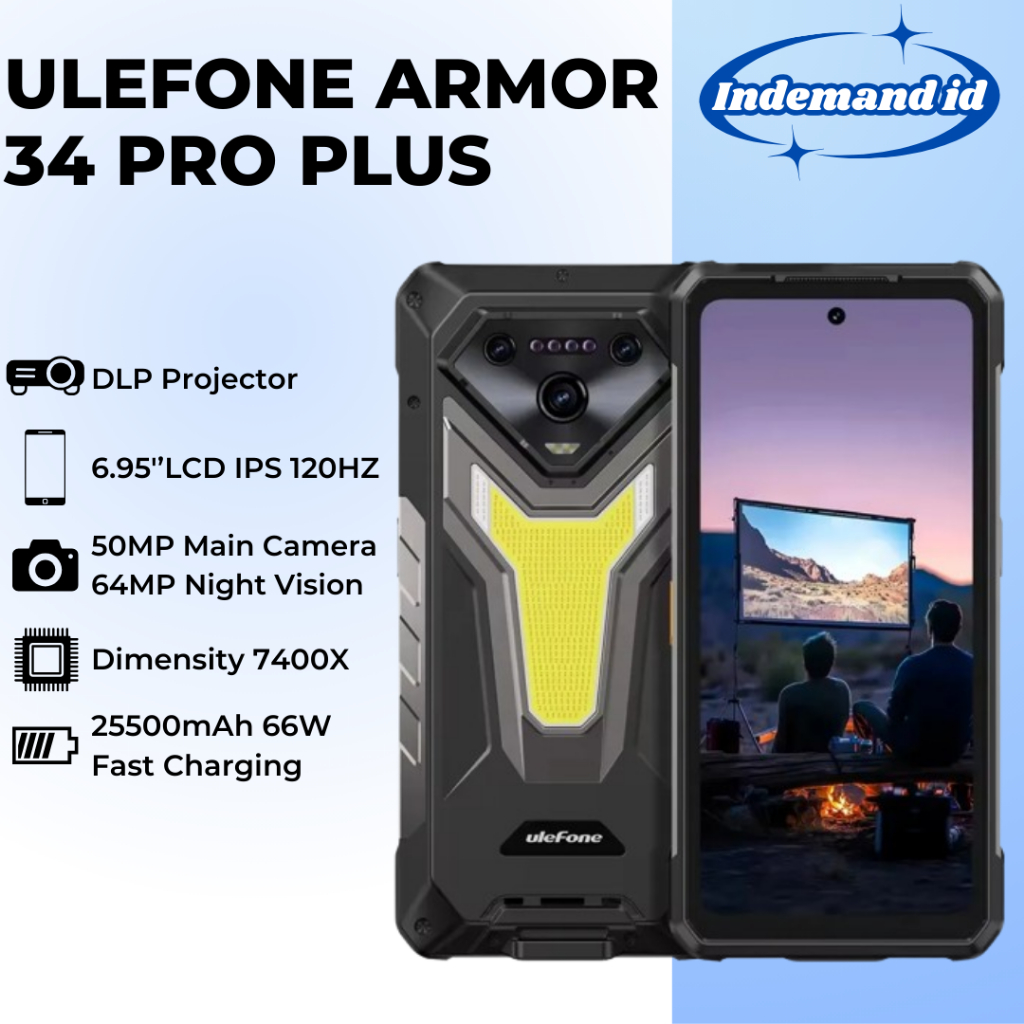 Ulefone Armor 34 Pro+ Plus 5G 6.95'' 120HZ Dimensity 7400X Projector 32GB 512GB 25500mAh LED Light
