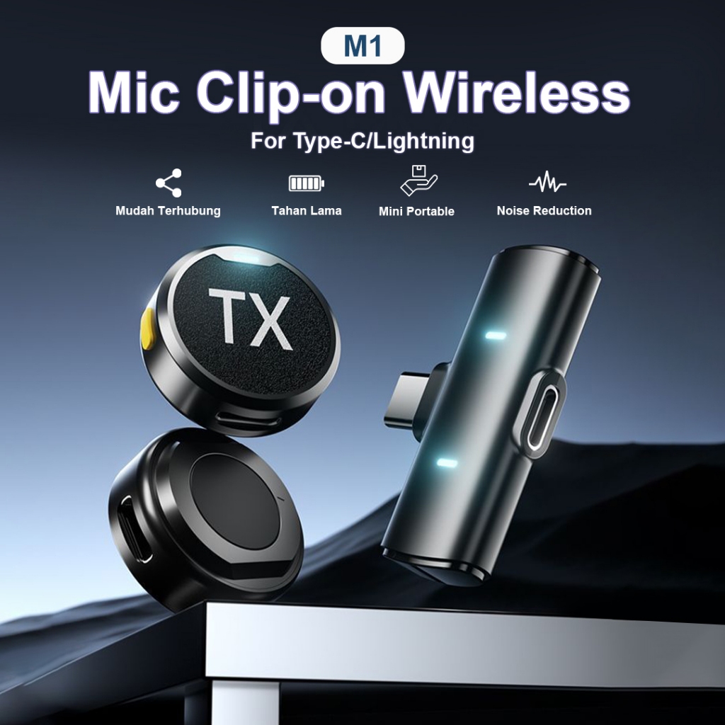 MATEI COD Mikrofon Wireless 3IN 1 M1 Magnetic Lavalier 2.4G Wireless Microphone Type-C/IOS