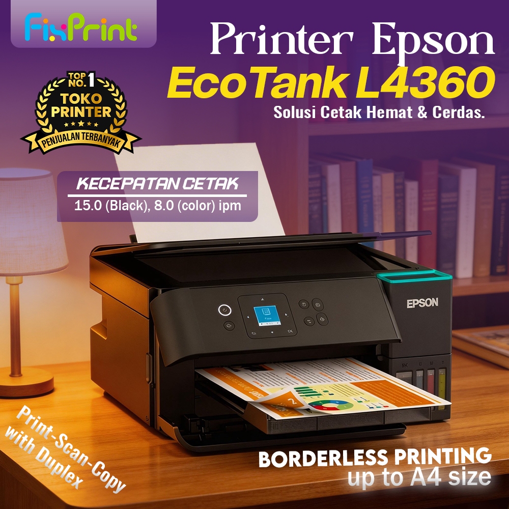 Printer Epson EcoTank L4360 L6260 L6390 L6290 A4 WiFi Duplex Print Scan Copy Tinta 001 / L5290 A4 Wi-Fi All-in-One Print-Scan-Copy Wireless Fax Ink Tank with ADF - Pengganti L4260