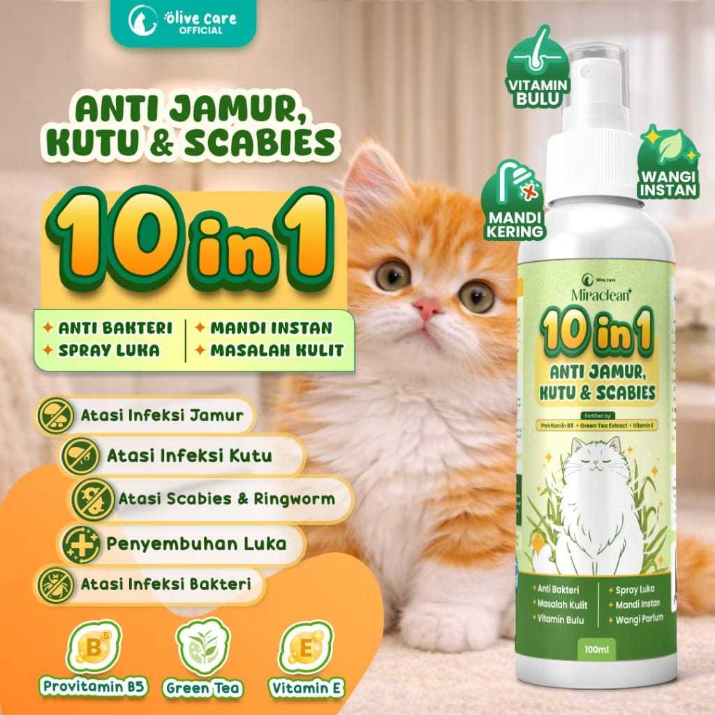 Miraclean 10 in 1 Cat Spray 100ml | Effective Anti-Fungal, Lice ...