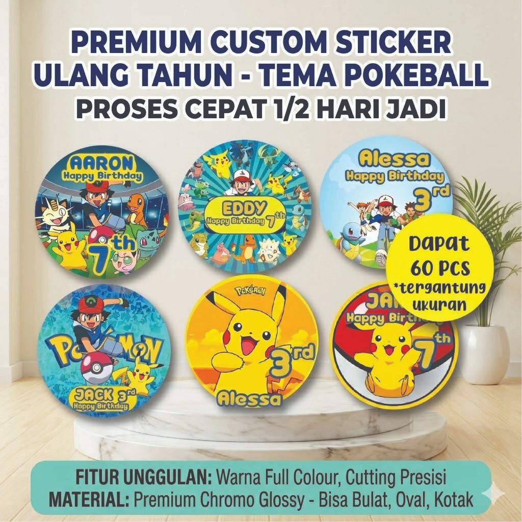 Pokemon Pokeball Sticker Labels - Children's Birthday Stickers, Hampers ...