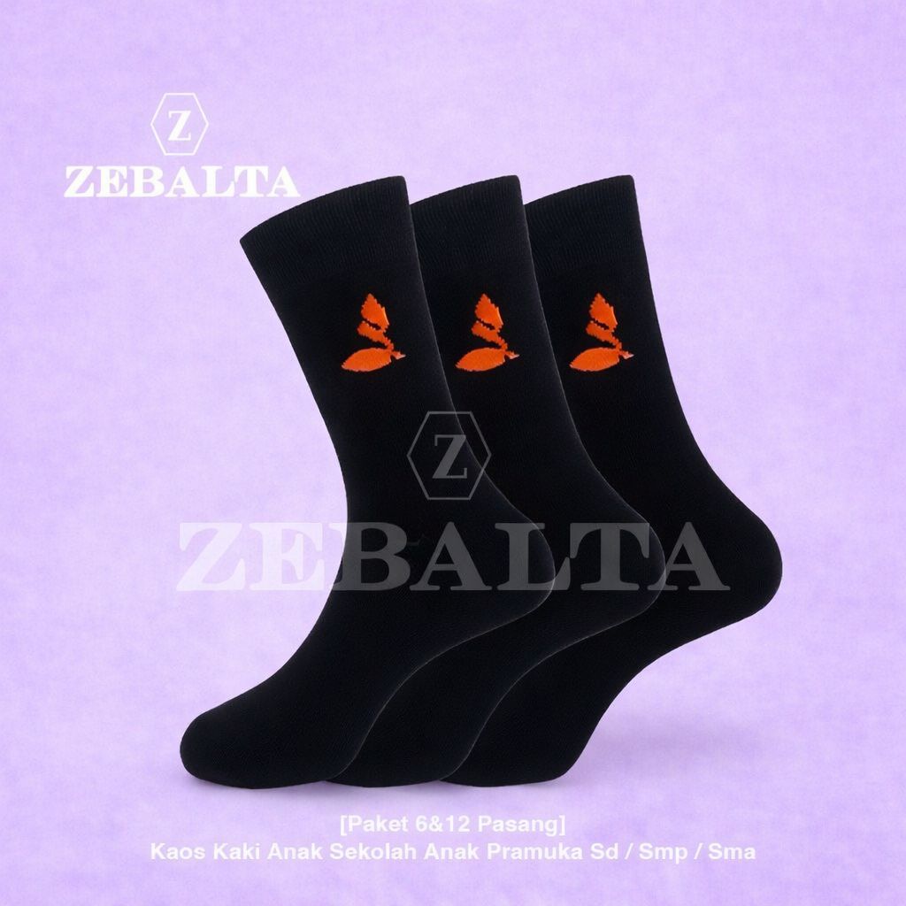 ZEBALTA - [Paket 6&12 Pasang] Kaos Kaki Anak Sekolah Anak Pramuka Sd / Smp / Sma