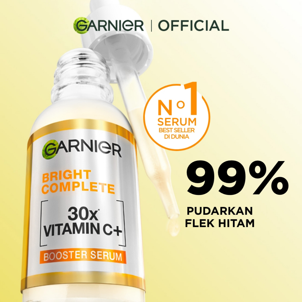 [HOT SALE] GARNIER Serum Vitamin C Bright Complete Vitamin C 30x Booster Serum Skincare - 15/30/50 ml Serum Mencerahkan Wajah Cepat Cerahkan Noda Hitam Serum Wajah / Retinol Toner Wajah Brightening Serum Paket Skincare Lengkap - Gambar 3