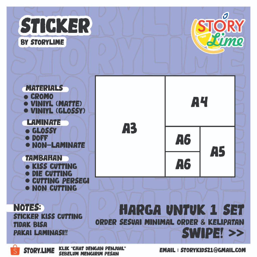 (PRICE PER SET) Custom Stickers sizes A3, A4, A5, A6 (Label Stickers ...
