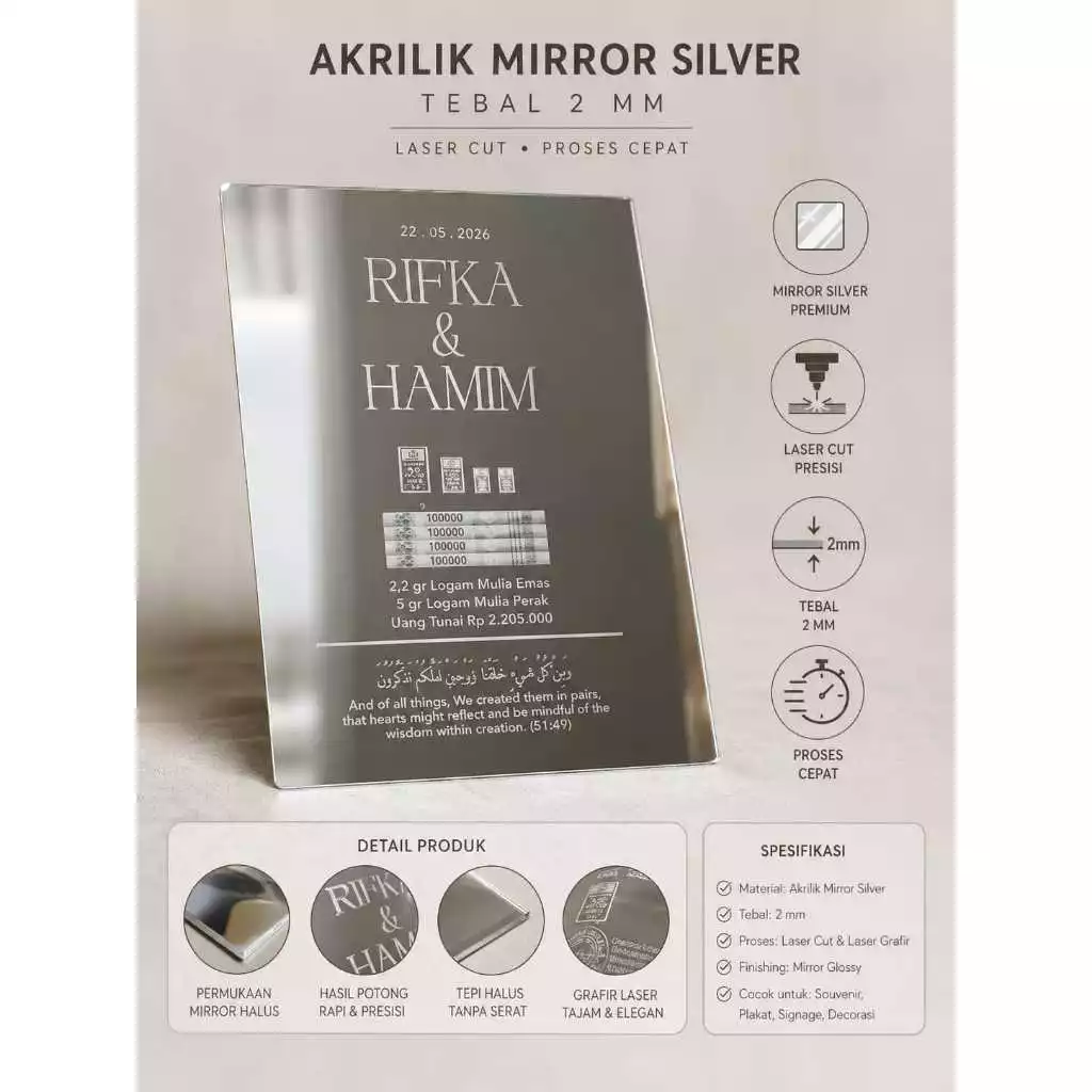 akrilik mirror bahan mahar - akrilik silver mahar