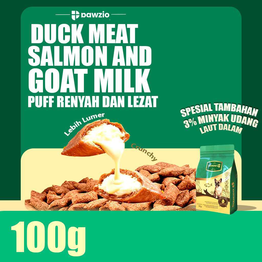 PAWZIO Trial Puff DogFood 100 Gr - Salmon and Goatmilk - Makanan Anjing Tanpa Biji Gandum