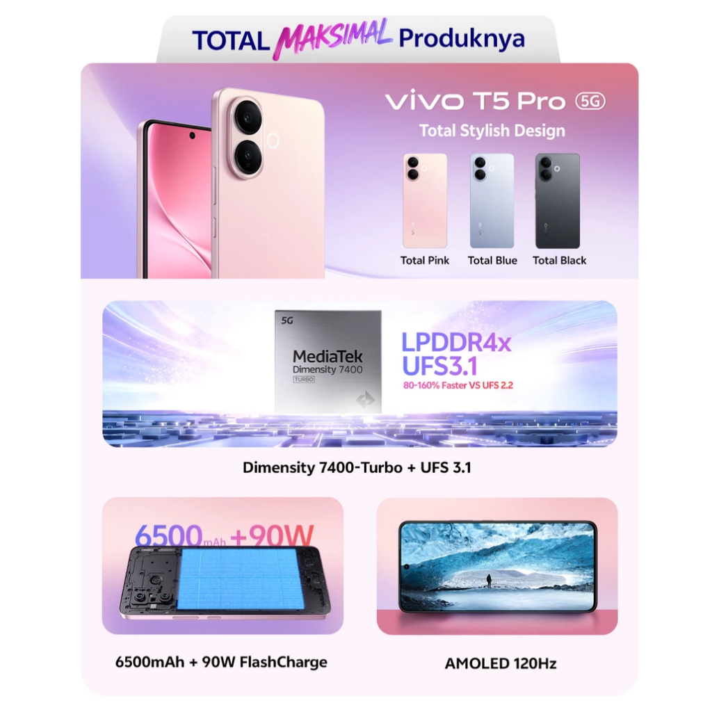 [NEW PRODUCT] VIVO T5 PRO 5G 8+256GB Dimensity 7400-Turbo Gaming Series Bergaransi Resmi - Gambar 2