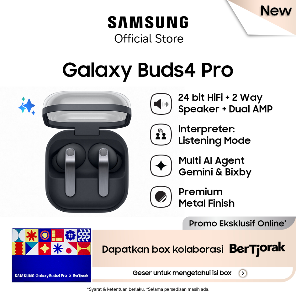 Samsung Galaxy Buds4 Pro - Black / 24 bit Hi-Fi / Multi AI Agent / Premium Metal Finish / ANC