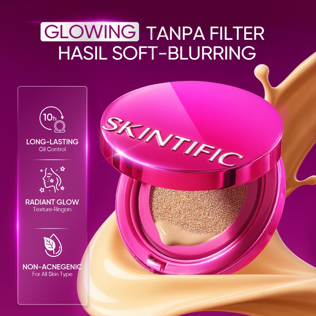 Skintific 2PCS Glow Cushion + Brightening Cleansing Wipes - Gambar 3