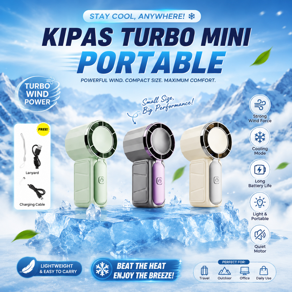 Kipas Angin Mini Turbo LED Type-C K-813