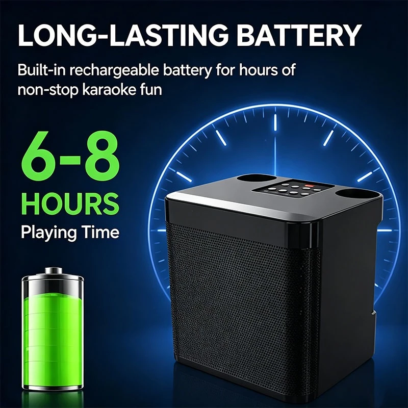 Speaker Bluetooth 203 Wireless Speaker With 2Mic Portable Karaoke Set For Family Party Super Sound Quality - Gambar 2