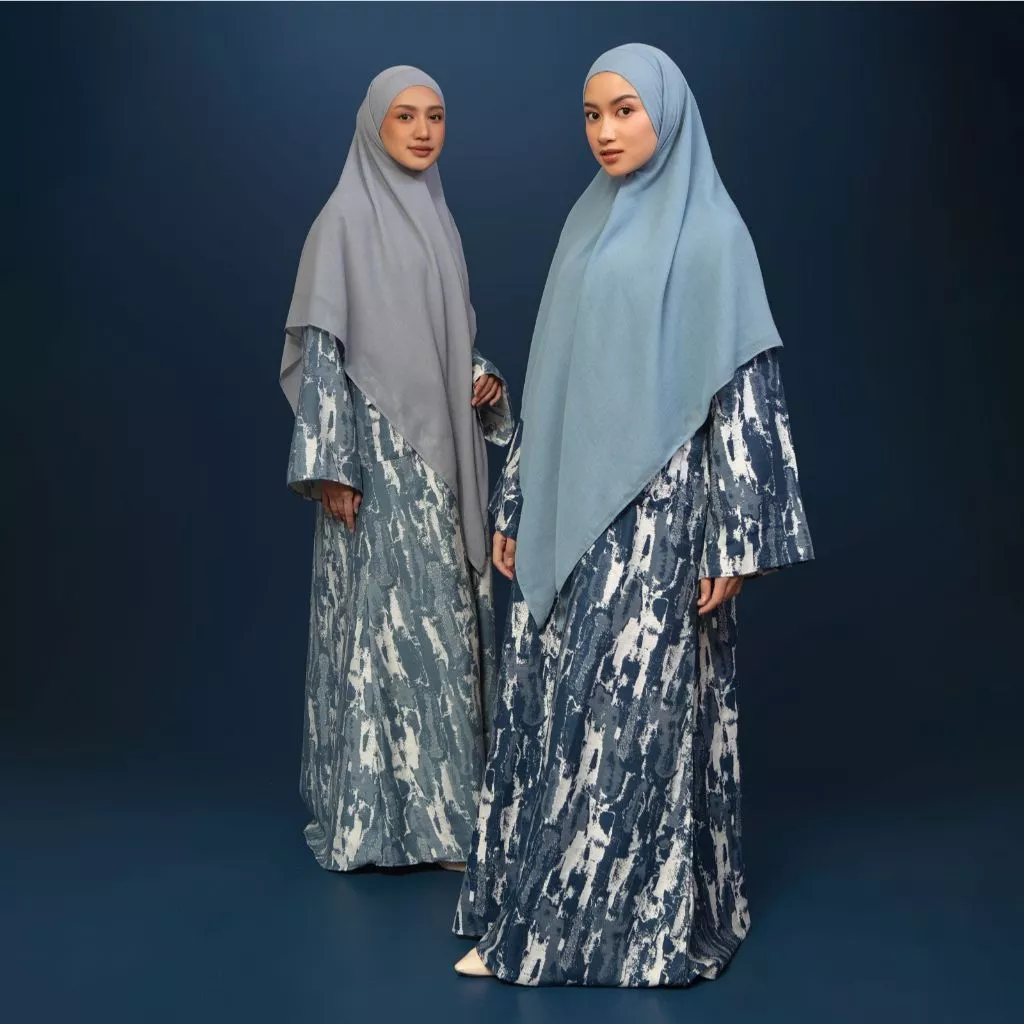 Lozy Hijab - Sora Dress (Dress Denim Jeans Pocket Ruffle Bahan Cotton Denim Unfinished Look) - Gambar 3