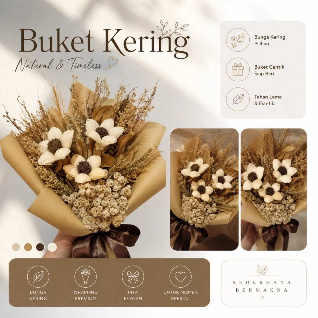 buket bunga kering - buket hadiah wisuda