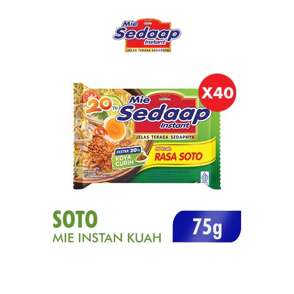 Sedaap Mie Instan Soto Bag 75 gr x40 - Gambar 2