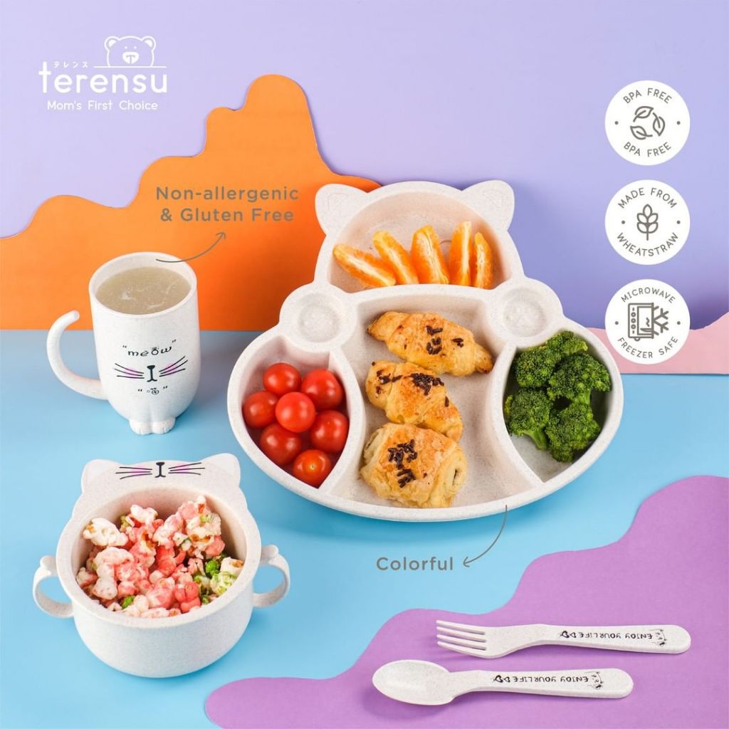 Alat Makan Anak Piring Gelas Mangkuk Anak Free Sendok Garpu Sumpit Lucu BPA Free - Gambar 4