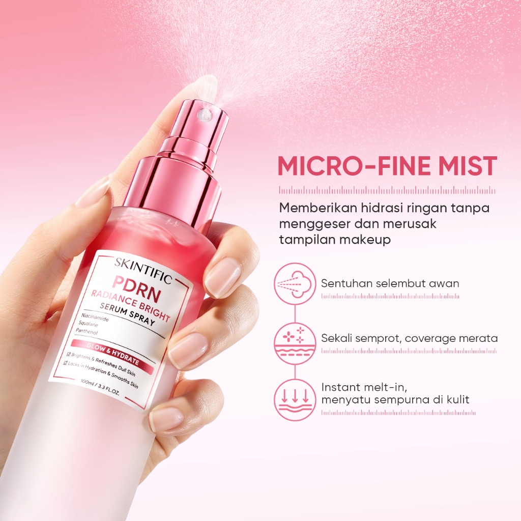 SKINTIFIC - PDRN Brightening Combo / PDRN Serum Spray + PDRN Moisturizer Glowing Cream Face Mist Whitening untuk Kulit Kusam - Gambar 3