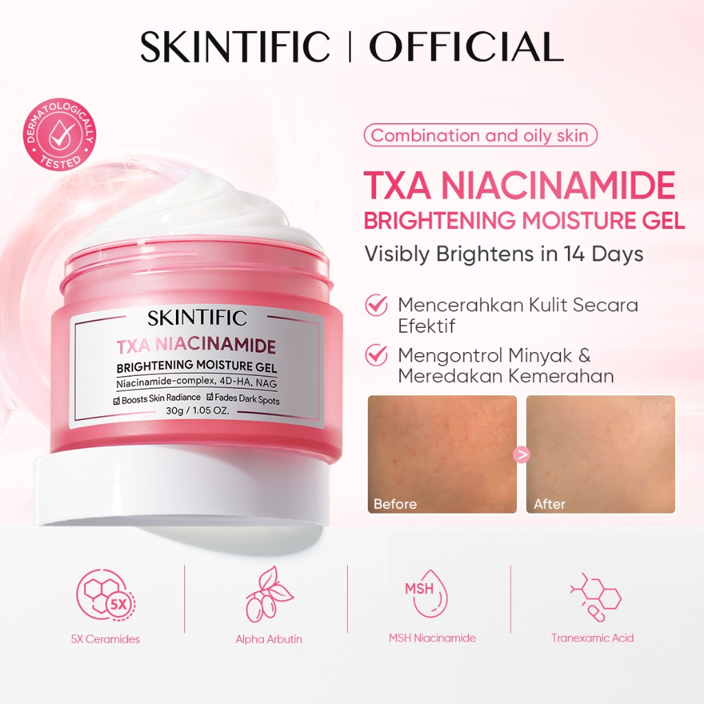 [4PCS] SKINTIFIC 4-in-1 Glow Care Set / Cleanser Serum Spray Moisturizer Sunscreen Mask/ PDRN Glass Skin Brightening Whitening Dark Spot Fading Acne Care Repair Barrier / Mencerahkan Wajah Kurangi Flek Hitam Bekas Jerawat Perawatan Kulit Set - Gambar 3