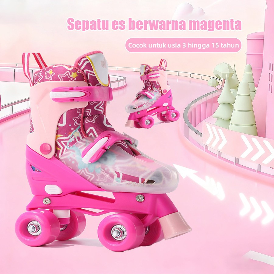 Matougui sepatu roda anak perempuan/sepatu roda Oxelo/sepatu roda dewasaa,lampu kedip/tidak licin/anti goyang/lnline skate/star/ukuran dapat disesuaikan/pu/gaya bajaj/mode skateboard - Gambar 2