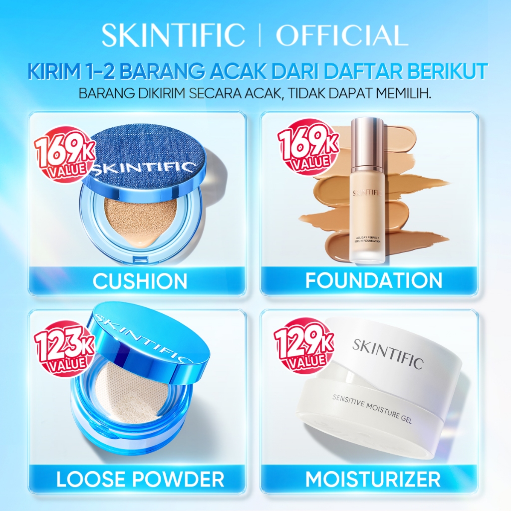 SKINTIFIC / 99K Lucky Blind Box / Kirim 1-2pcs acak dari daftar berikut Styles not limited no specific selection accepted (No return/refund without quality issues after purchase) / Cushion foundation skin tint lip serum makeup - Gambar 3