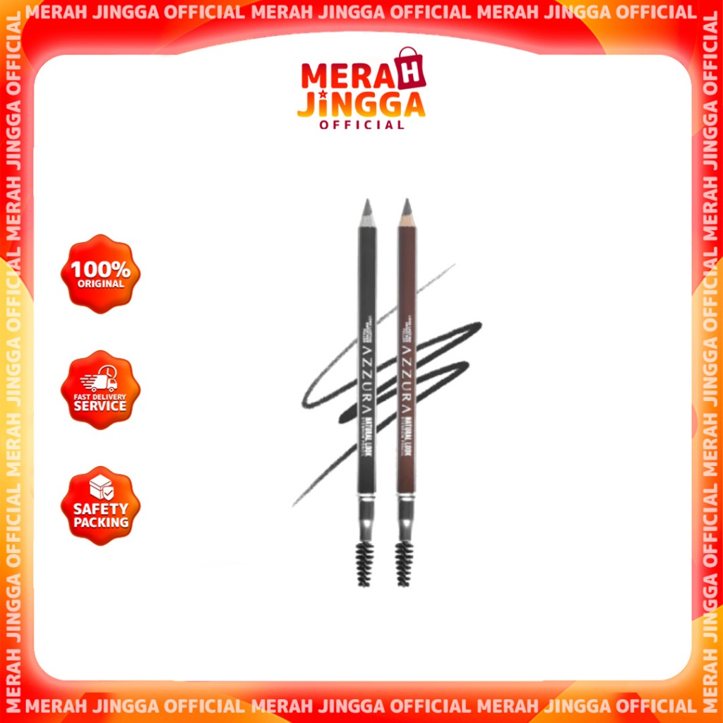 AZZURA Eyebrow Pencil dengan brush lembut yang akan bentuk alis mata / Merah Jingga Official