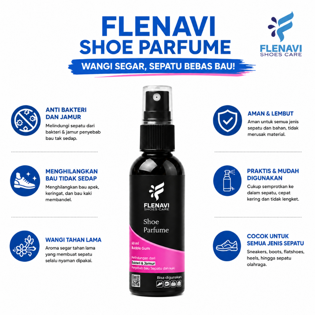 FLENAVI - Parfum Sepatu, Helm, Tas, Topi - Pengharum Sepatu Penghilang Bau Shoe Freshener 60ml - Gambar 3
