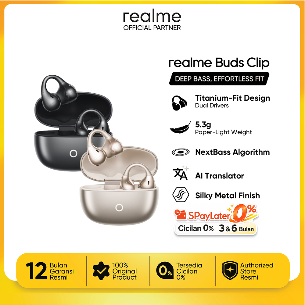 realme Buds Clip (Titanium-Fit Design | 5.3g Paper-Light Weight | NextBass Algorithm | AI Live Translator)
