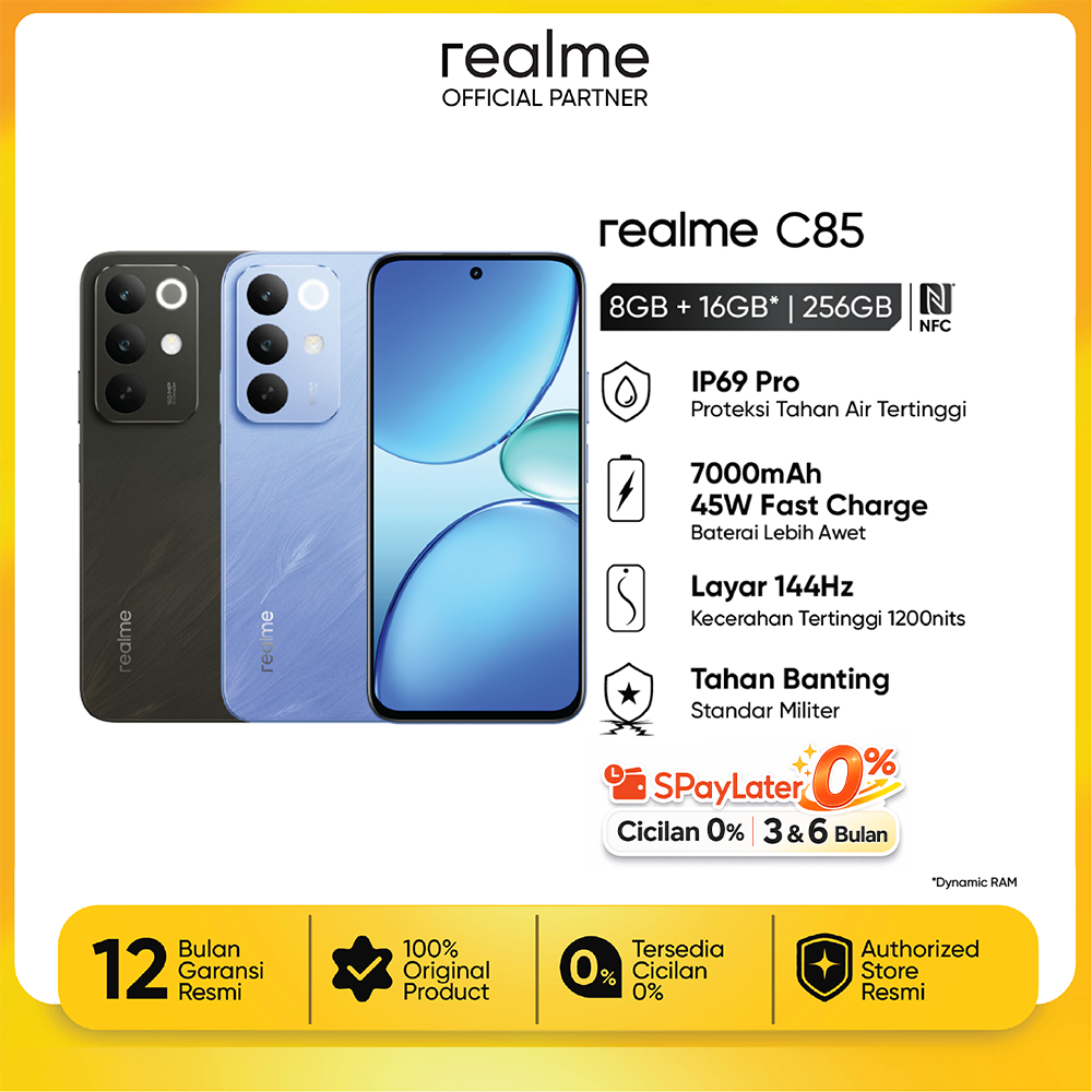 realme C85 8GB+256GB | NFC | 7000mAh Battery | 50M AI Camera | | IP69 Tahan Air | 50M AI Camera
