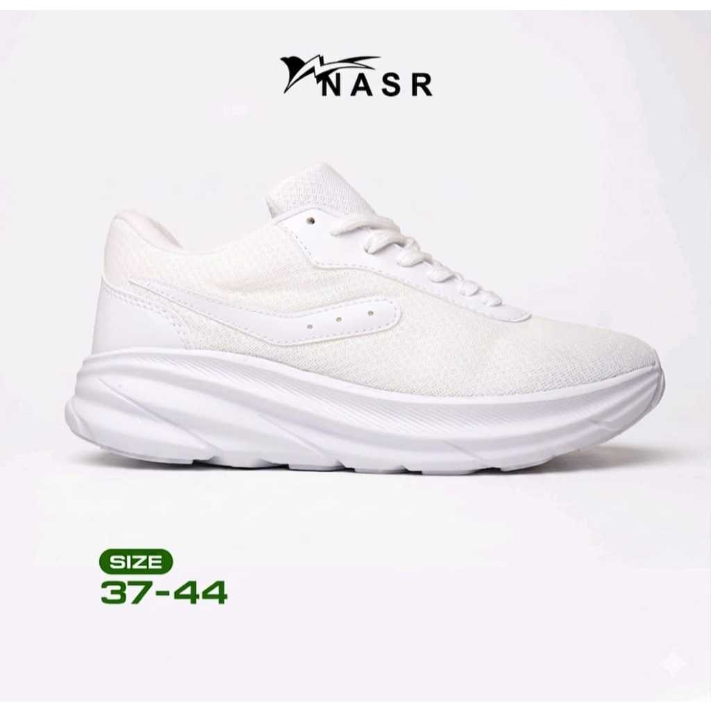Sepatu Nasr Sportivo Full White - Sepatu Sneakers Running Pria Wanita Sekolah Nasr Sportivo Putih Polos Olahraga Outdoor